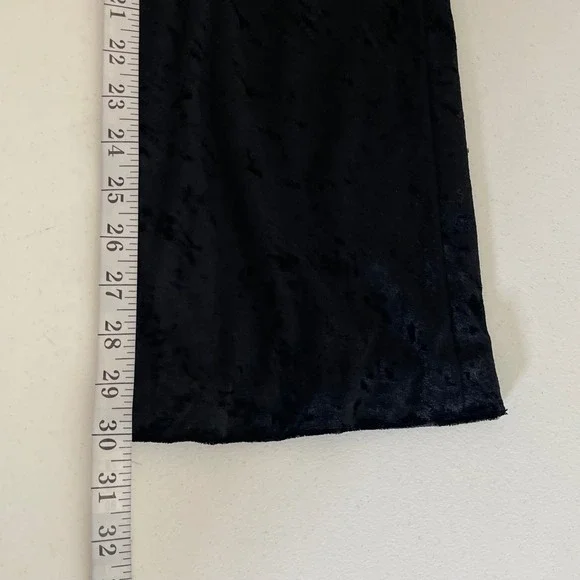 Rave City Vintage Pants Womens M Black Crushed Velvet Flare Leg 90s Y2K Goth - Picture 9 of 9